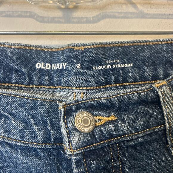 Old Navy Womens High Rise Slouchy Straight Jeans Size 2 Distressed Raw Hem NWOT - Picture 5 of 7